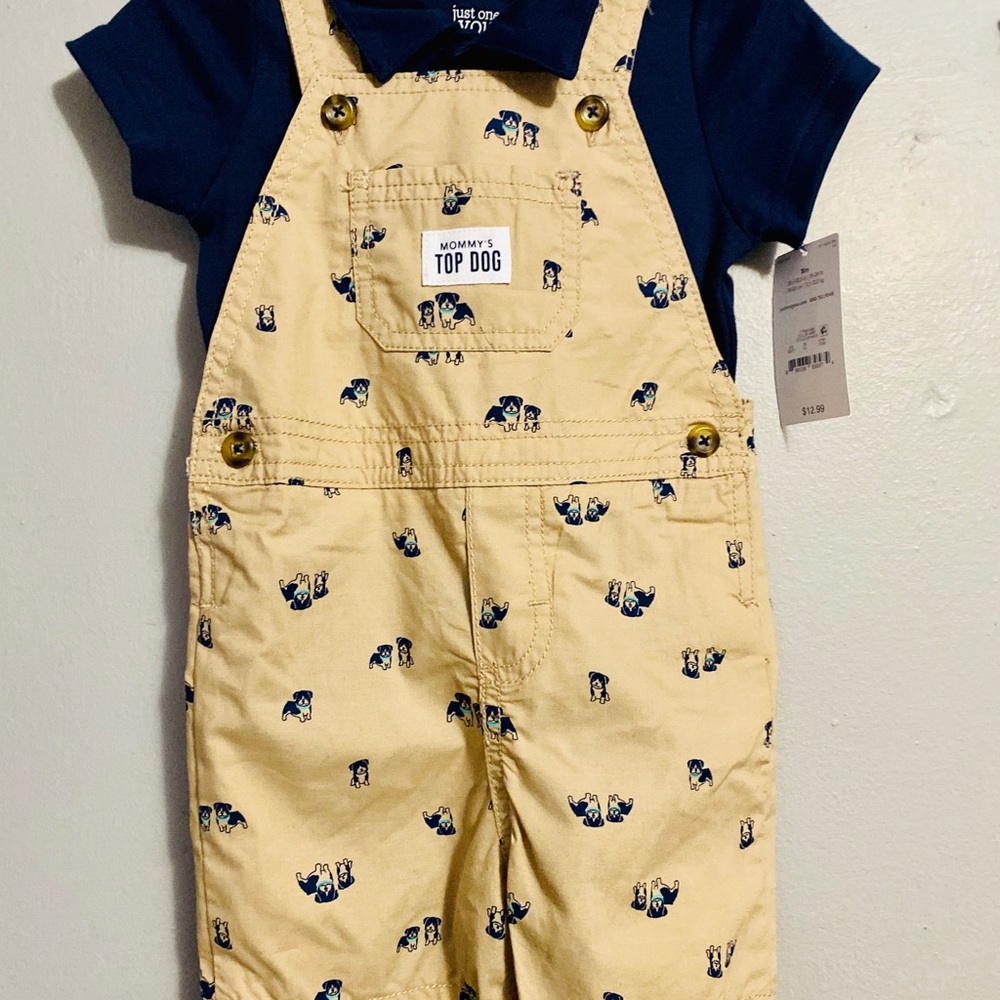 Overall shorts and shirt set new 18m